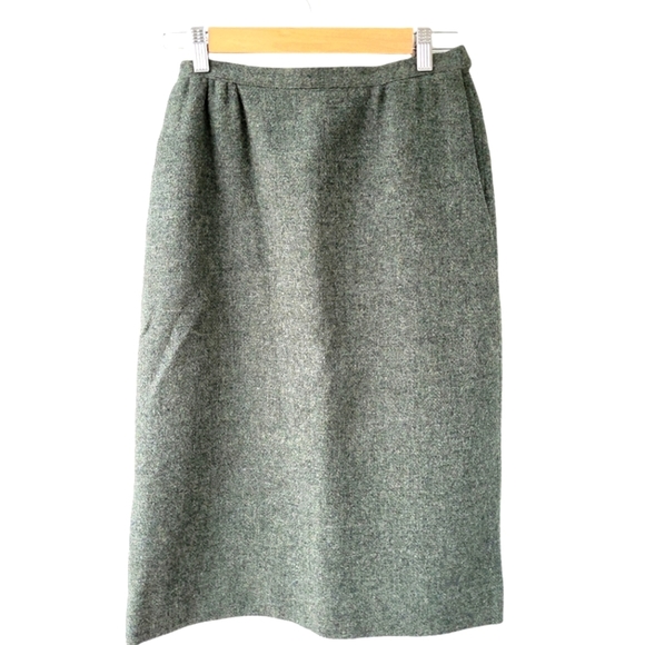 Vintage J.G. Hook Gray Wool Lined Midi Skirt 26" Waist - Picture 1 of 4